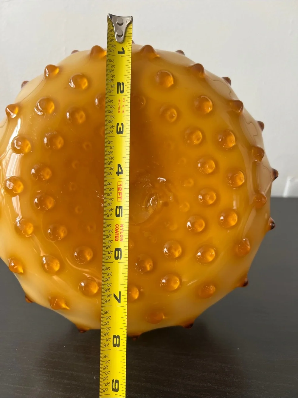 Mid-Century Empoli Italian Cased Glass Hobnail Bottle Vase